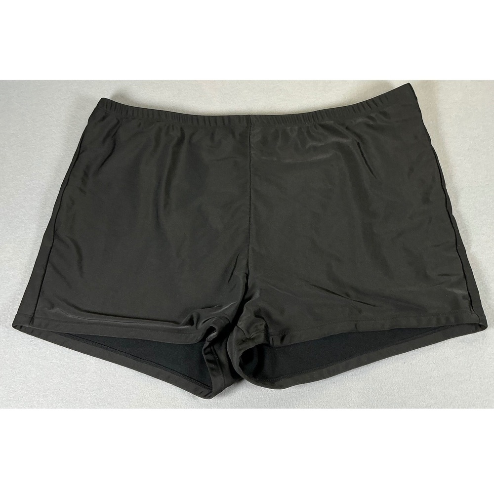 Women's Black Swim Shorts Size 4XL Stretch Pull-On Plus Size Swim Bottom